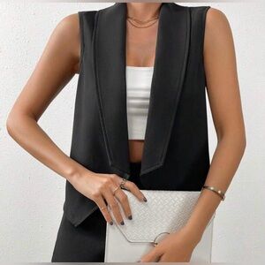 Anthropology Pins & Needles Lace Vest Women Black Sleeveless Blazer Vest Size XS
